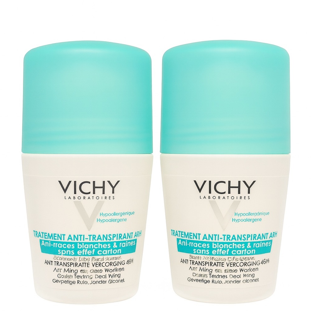 Vichy 48H Anti-Perspirant Roll-On Deodorant – 2 Pack (50ml Each) Hypoallergenic